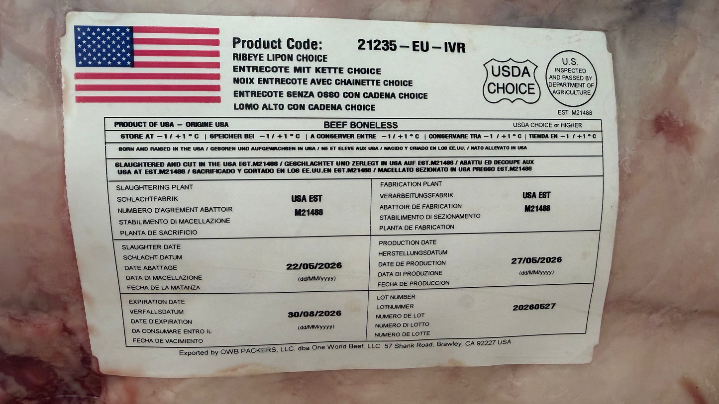 USDA Grain Fed Ribeye (Chilled)