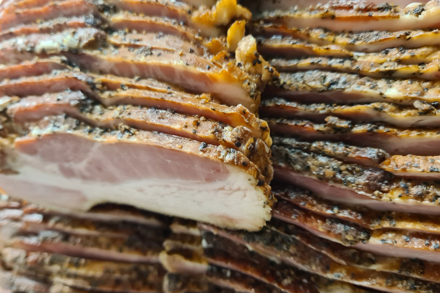 Sliced 10 Hour Smoked NY Style Pork Belly Pastrami